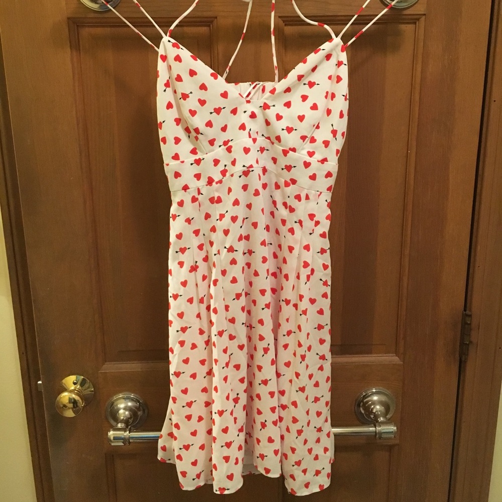 Express Strappy Back Heart Print Mini Dress, 6